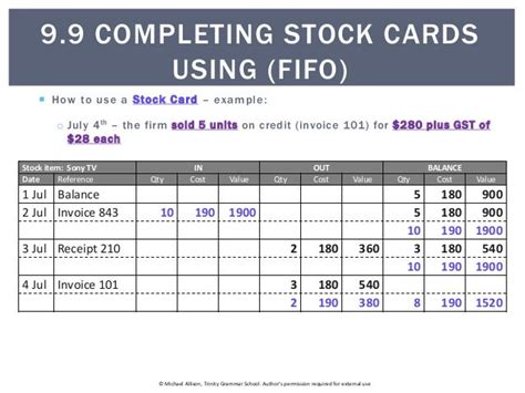Stock Ledger Card Using FIFO Method 的图像结果