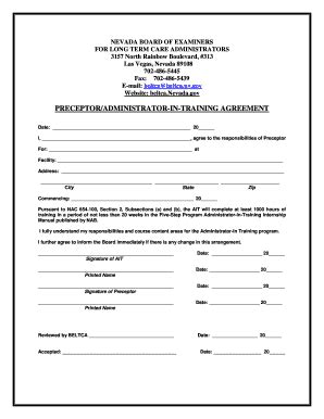 NV Preceptor/Administrator-In-Training Agreement - Fill Out, Sign ...