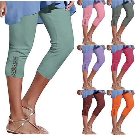 Qeaghou Womens Capri & Cropped Pants Capri Leggings for Women Summer ...