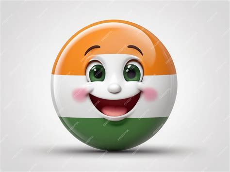 Cute emoticon isolated on white background with India flag | Premium AI ...