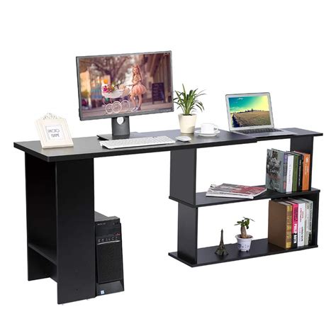Computer Desk Black Office Desk L Shape Corner Workstation Desk ...