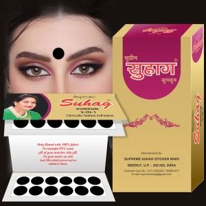 Suhag Kumkum Bindi Box of 15 Flaps Bindis Size_1 Forehead Black Bindis ...
