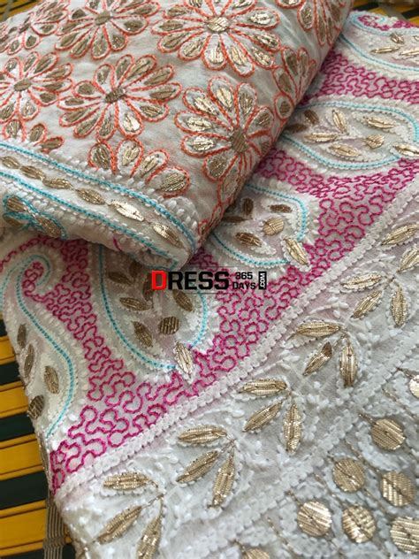 Multicolour Resham Chikankari Lehenga Set with Gota Patti Work ...