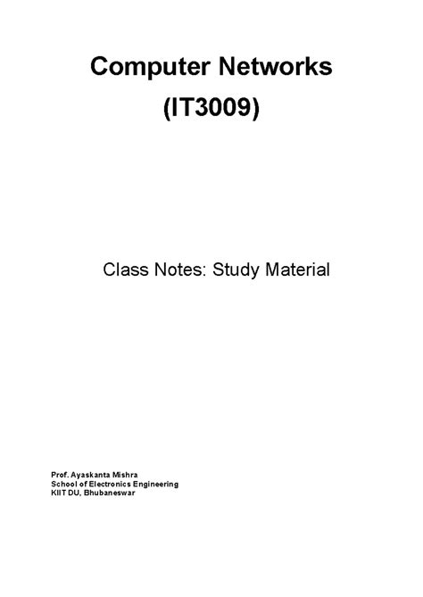 Lecture Note-3 Hand written notes in CN - Computer Networks (IT3009 ...
