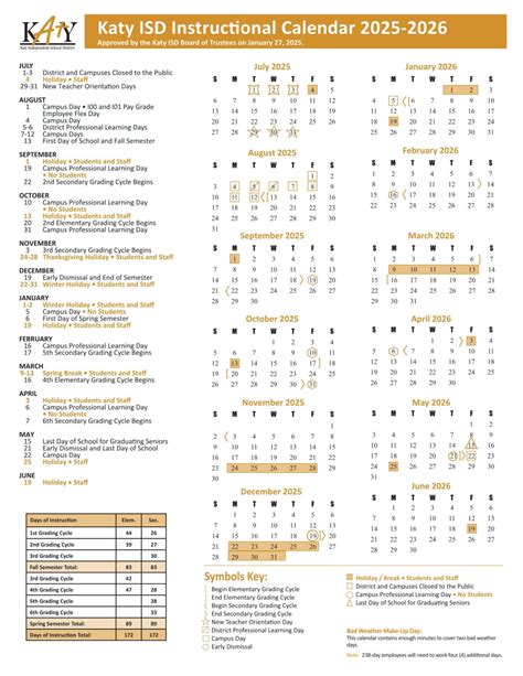 Katy ISD Schools Calendar 25-26 [PDF] - EduCounty