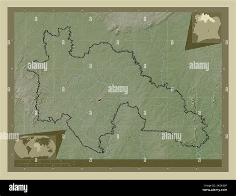 Savanes, district of Cote d'Ivoire. Elevation map colored in wiki style ...