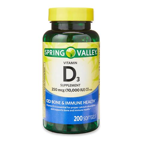 Spring Valley Vitamin D3 Bone & Immune Health Dietary Supplement ...