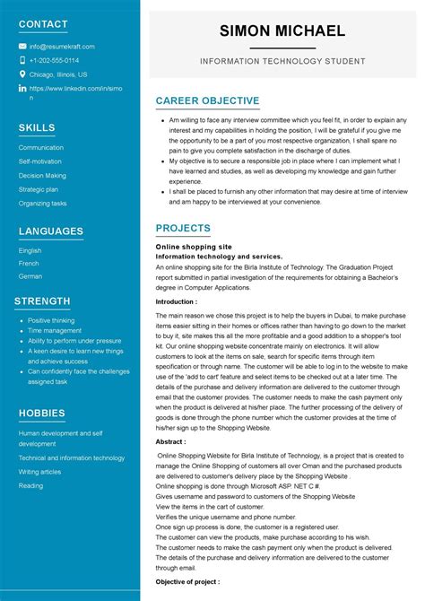 Information Technology Sample Resume 的图像结果