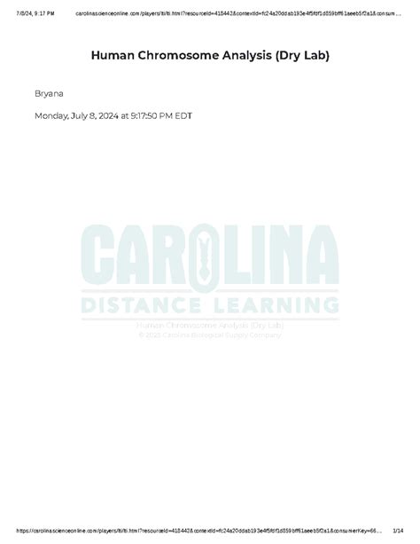 human chromosomes dry lab Carolina science - Human Chromosome Analysis ...