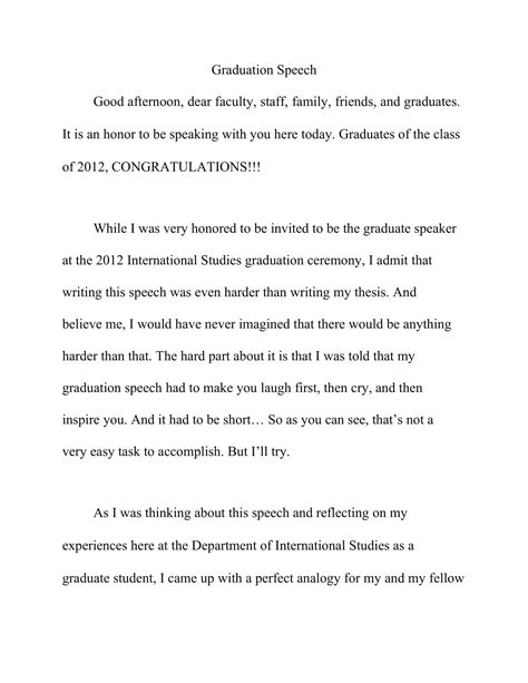 Free Printable Graduation Speech Templates [PDF] For Students