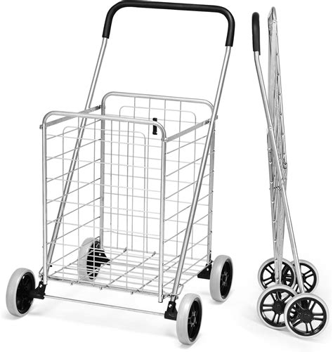 TANGZON Folding Shopping Cart on Wheels, 83L Capacity Metal Grocery ...