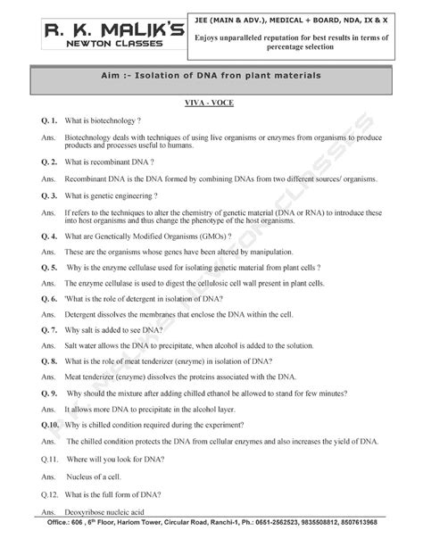 Biology Viva Voce & Answers BW Final-15-25 - Drug Discovery And Drug ...