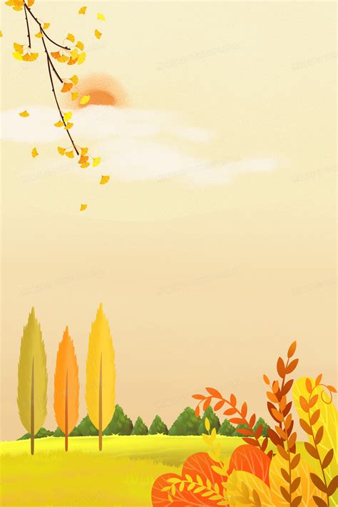 秋天风景插画风创意背景背景图片素材免费下载_熊猫办公
