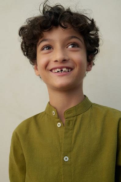 Olive green Cotton grandad shirt for kids | H&M IN