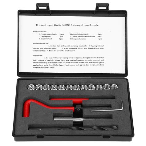 Thread Repair Kit, 17Pcs M10x1.5 High Strength Nultipurpose Drill and ...