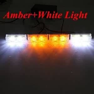 12V 2x4 Amber White LED Car Flashing Warning Emergency Strobe Light ...