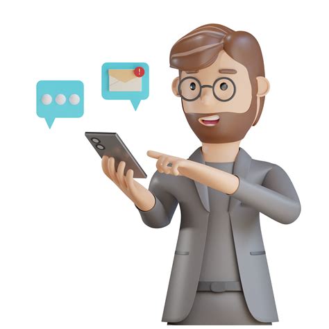 3d hombre de negocios carácter comprobar teléfono celular 11421836 PNG