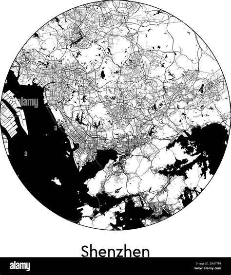City Map Shenzhen China Asia vector illustration black white Stock ...