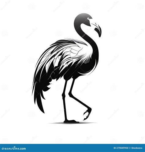 Black and White Flamingo Bird Silhouette with Legs Stock Illustration ...