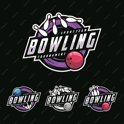 Bowling logo sport emblem set collection bowling vector illustration ...