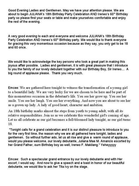 Image result for 18th Birthday Program Script Sample