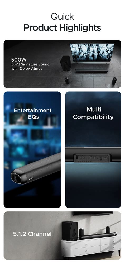 boAt Aavante Bar 5500DA - 5.1.2 Channel 500W Dolby Atmos Bluetooth Soundbar