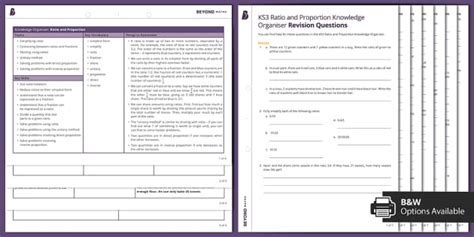Ratio and Proportion Knowledge Organiser & Revision Questions
