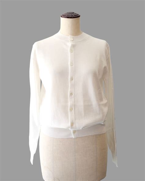 R&D.M.Co- no.4894a ASIC CREW NECK CARDIGAN White M | Cieloazulmat