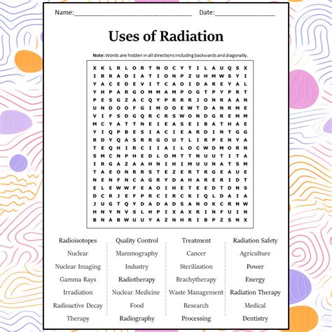 Uses Of Radiation Word Search Puzzle Worksheet Activity PDF ...