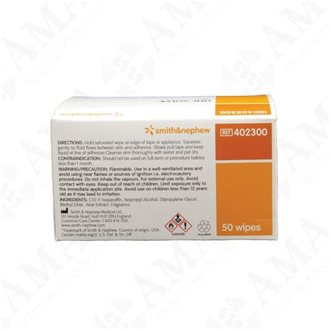 Smith & Nephew Uni Solve Adhesive Remover Wipe