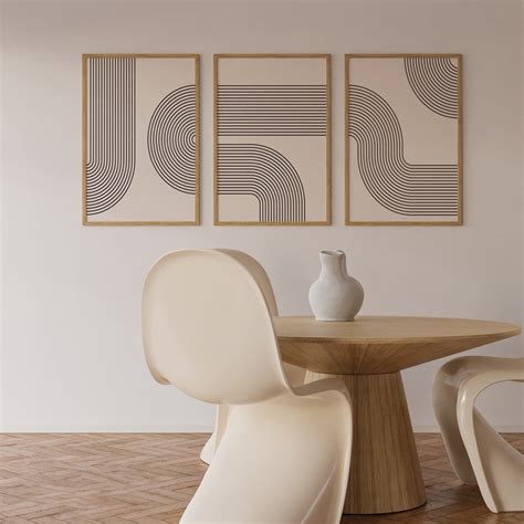 Abstract Lines Geometry Art Set of 3, Modern Wall Art, Boho Art, Minim ...