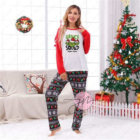 Family Christmas Pajamas Gap Custom Name Grinch Squad