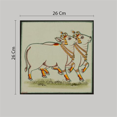 Buy Handpainted Pichwai Painting | Kamdhenu with White Background – Sumaavi