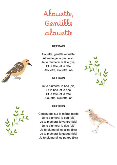 Comptine Alouette, gentille alouette - Objectif Maternelle