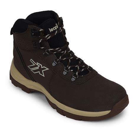 Buy Leap7x Brown Sports Lace-Up High Ankle Trekking Shoes