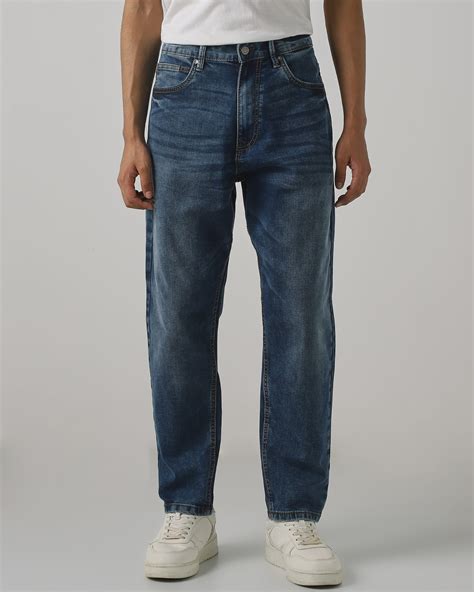 Buy Blue Black Relaxed Ankle Fit Original Stretch Jeans Online at ...