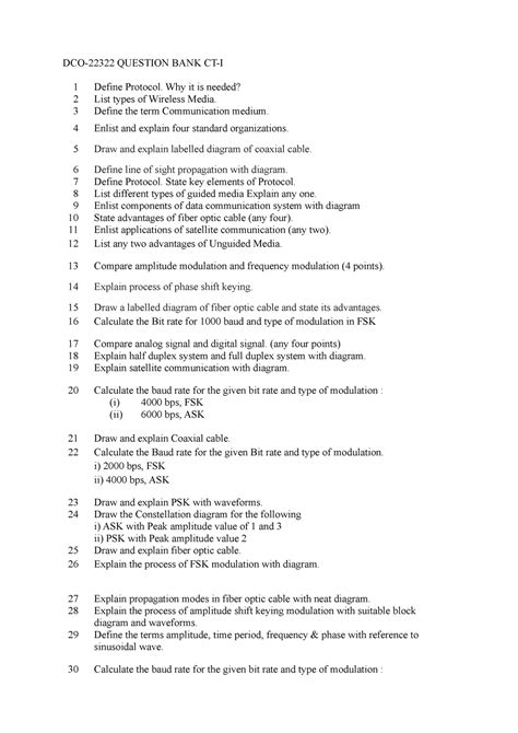 DCO QB CT I - DCO-22322 QUESTION BANK CT-I 1 Define Protocol. Why it is ...
