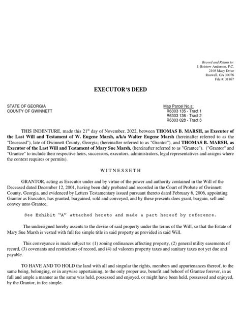Executor's Deed Conveying Three Tracts of Land in Gwinnett County ...