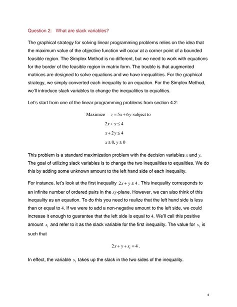 Image result for Values for Slack Variables