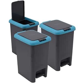 Kuber Industries Pack of 3 Spring Lock Dustbin for Kitchen & Home with ...