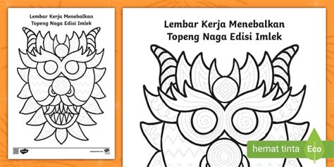 Lembar Kerja Menebalkan Topeng Naga Edisi Imlek - Twinkl