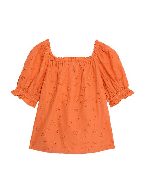 Buy Pure Cotton Broderie Square Neck Top at Marks & Spencer