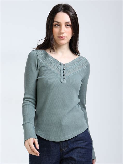 Women Green Washed Work Top – FYVA