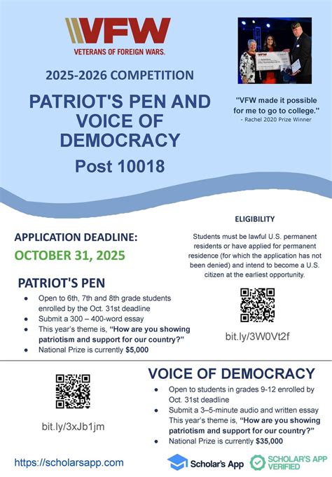 Reminder: The deadline for the 2025-2026 VFW Patriot’s Pen and Voice of ...