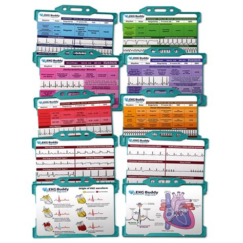 Buy EKG Buddy Badge 5 Card Set - Doubled Sided Nurse ECG Interpretation ...