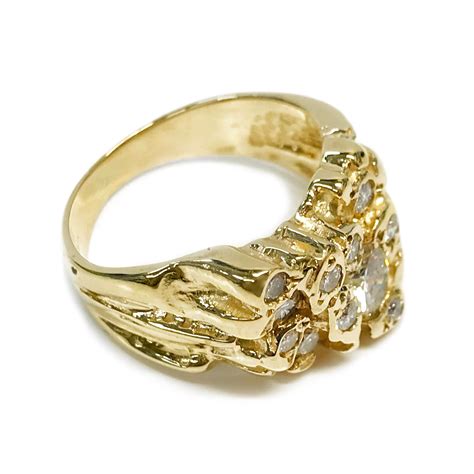 Yellow Gold Diamond Nugget Ring For Sale at 1stDibs | gold nugget ring ...