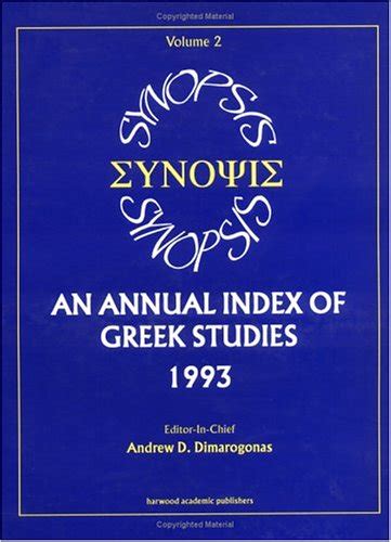 Buy Synopsis: An Annual Index of Greek Studies, 1993, 3 Book Online at ...
