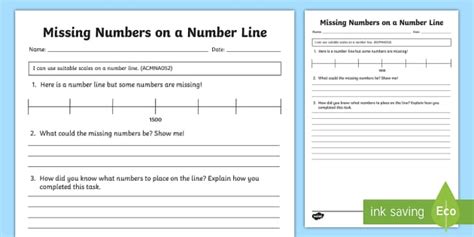 Year 3 Missing Numbers on a Number Line Open-Ended Worksheet / Worksheet