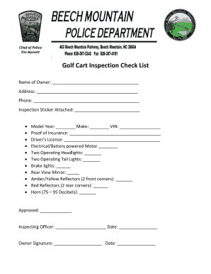 Fillable Online 2019 Golf Cart Inspection Form.docx - Town of Beech ...