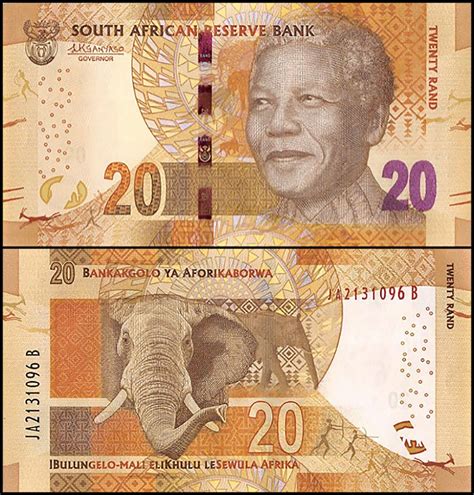South Africa 20 Rands Banknote, 2015, P-139, UNC, Nelson Mandela, Omron ...